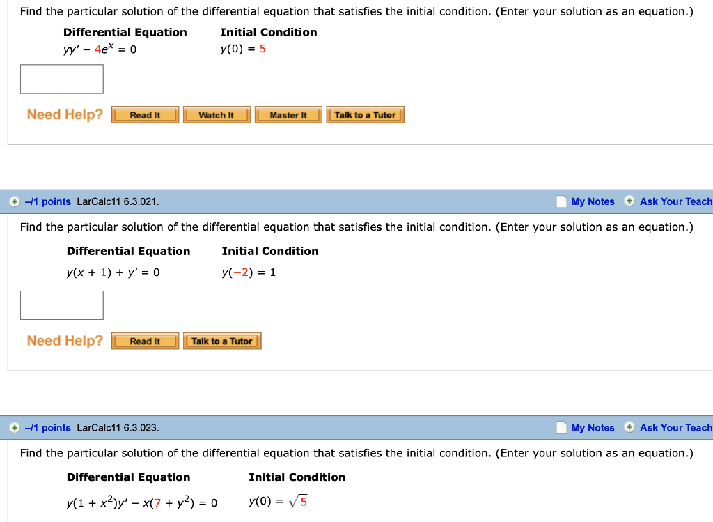 Solved Find The Particular Solution Of The Differential