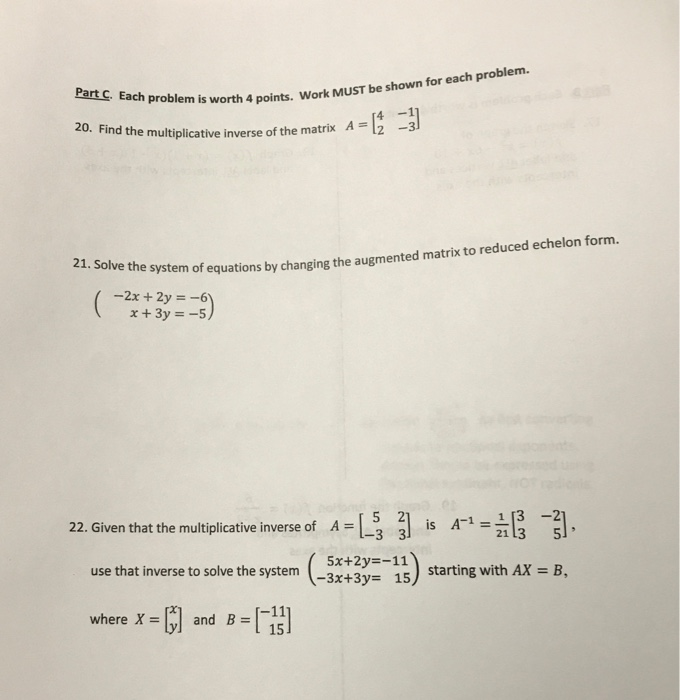 Solved problem is worth 4 points. Work MUST be shown for | Chegg.com