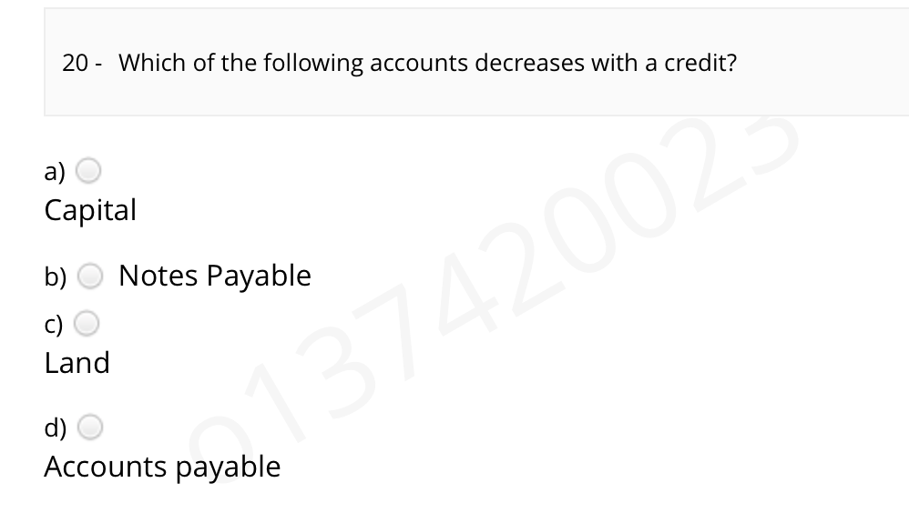 Which of the following accounts decreases with a credit?