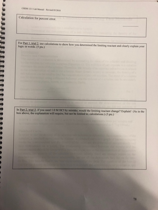 CHEM 1211 Lab Manual Revised 05/2018 Trial 1 Trial 2 | Chegg.com