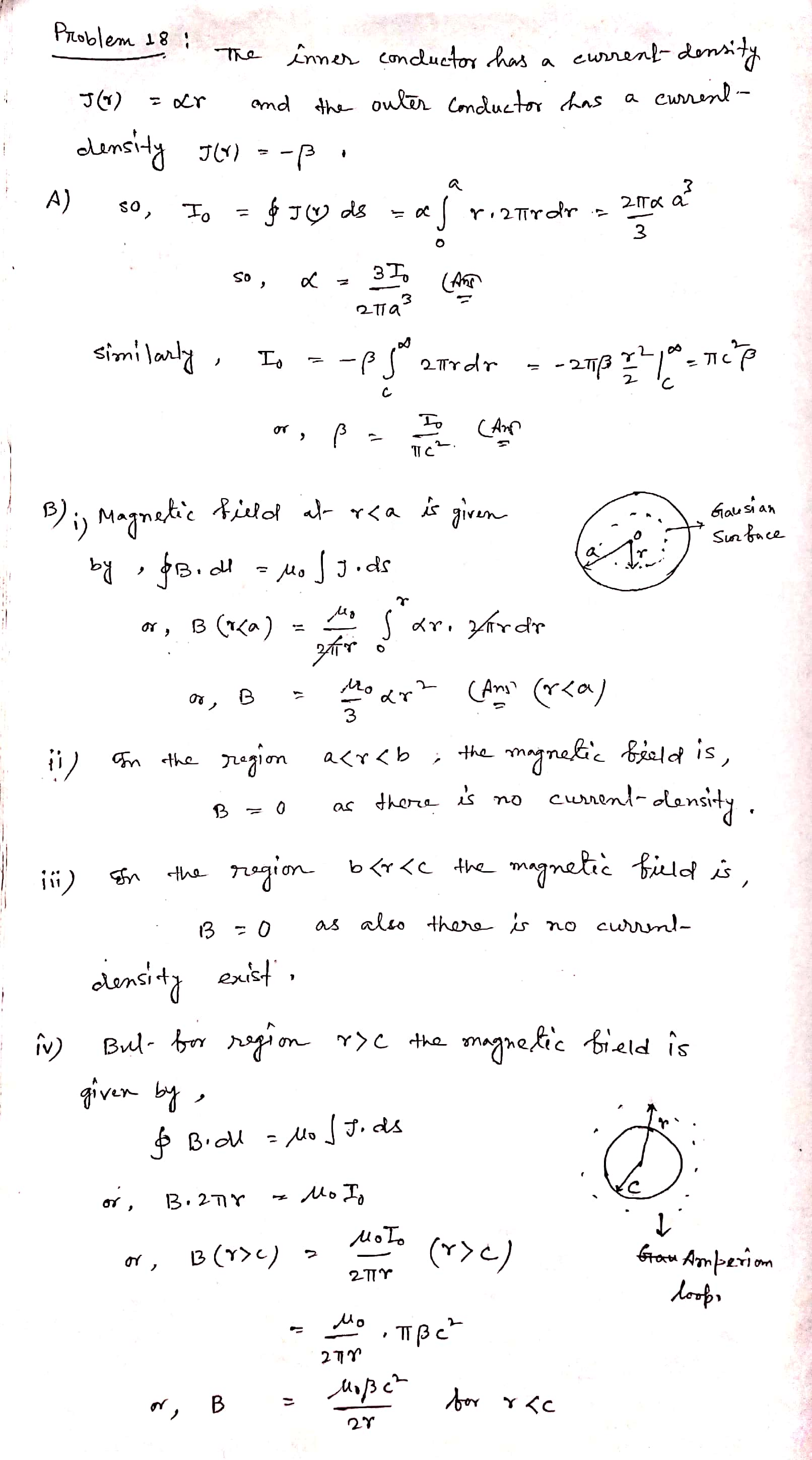 18. A infinitely long cable consists of a solid cylindrical inner ...