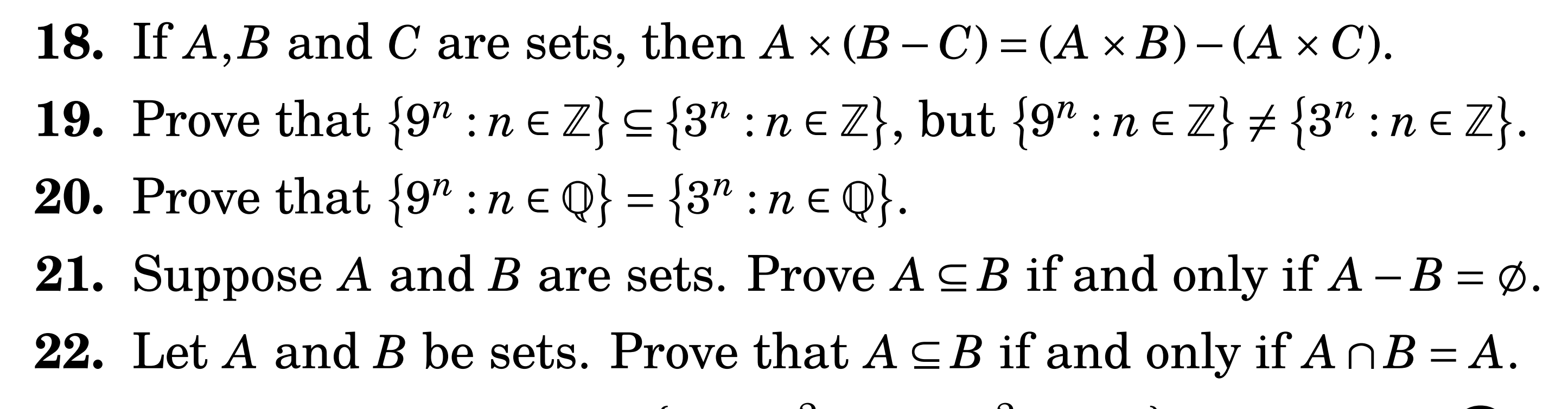 Solved 18. If A,B And C Are Sets, Then A×(B−C)=(A×B)−(A×C). | Chegg.com