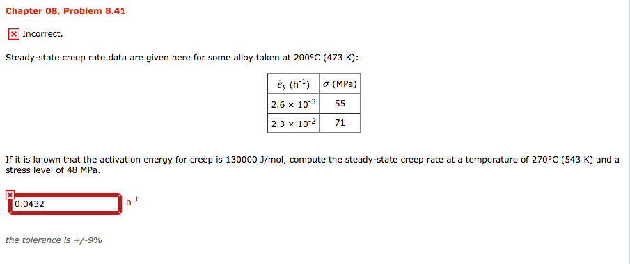 Solved Chapter 08 Problem 8 41 Incorrect Steady State C Chegg Com