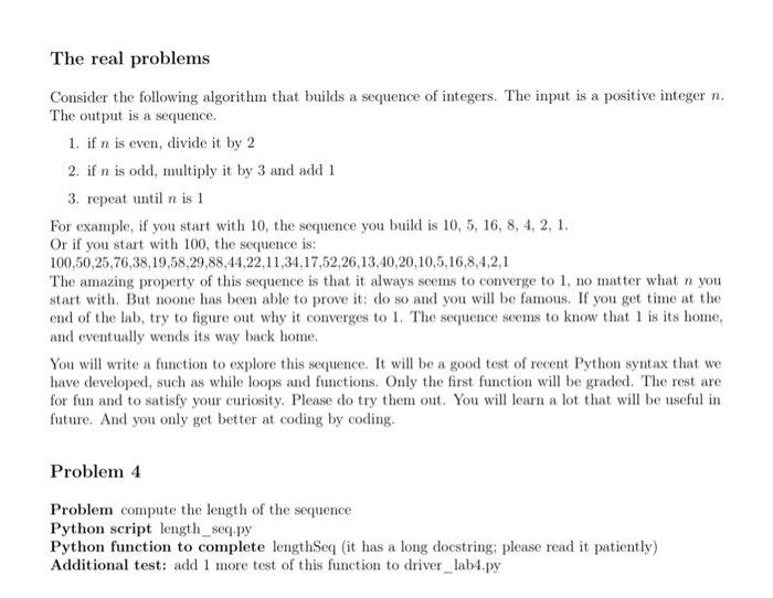 Solved The real problems Consider the following algorithm | Chegg.com