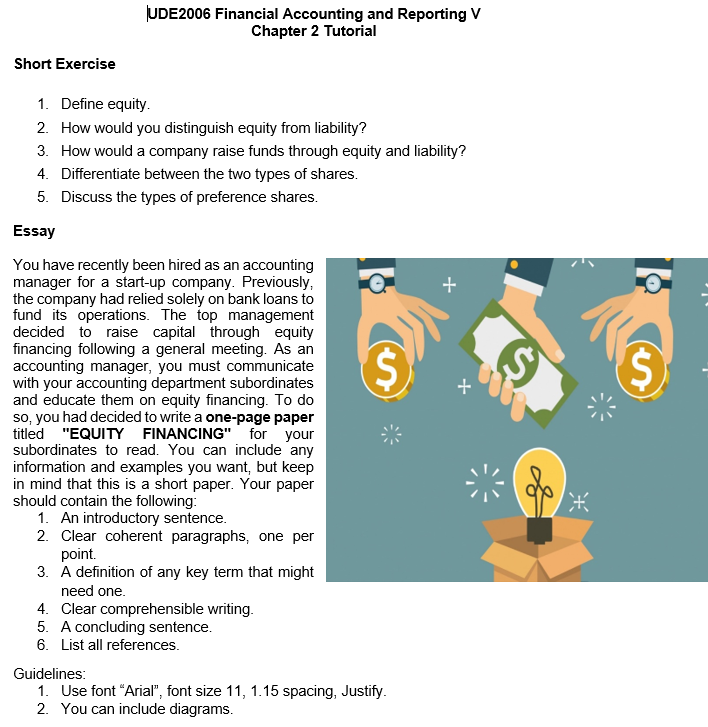 Solved short exercise 1 define equity 2 how would you chegg