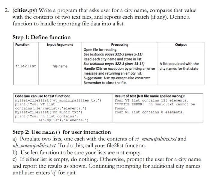 Solved 2. (cities.py) Write a program that asks user for a | Chegg.com