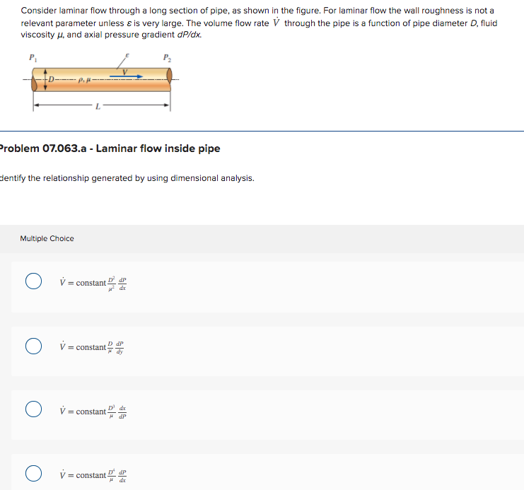 Solved Consider laminar flow through a long section of pipe, | Chegg.com