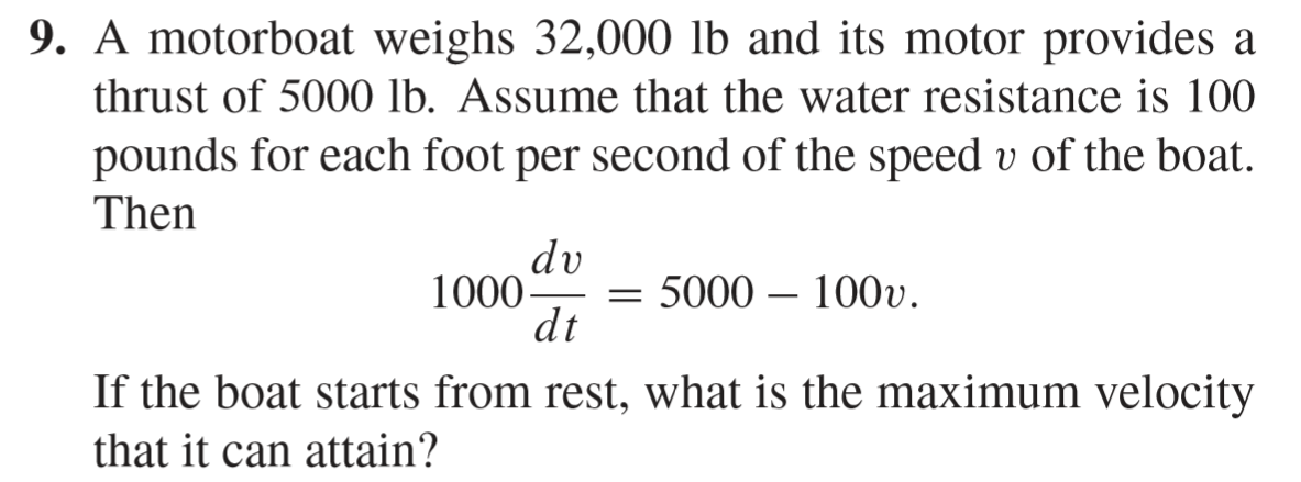 Solved 9. A Motorboat Weighs 32,000 Lb And Its Motor | Chegg.com