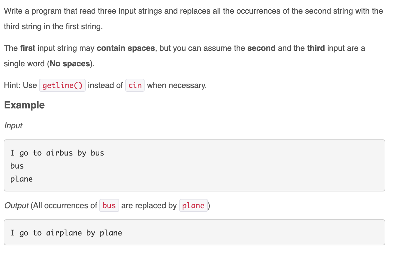 Solved Write a program that read three input strings and | Chegg.com