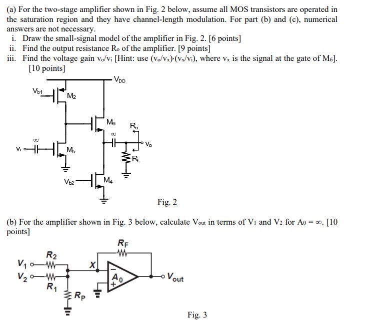 Solved (a) For the two-stage amplifier shown in Fig. 2 | Chegg.com
