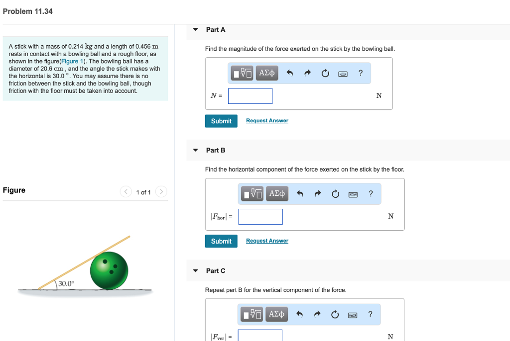Solved Problem 11.34 ? Part A A stick with a mass of 0.214 | Chegg.com