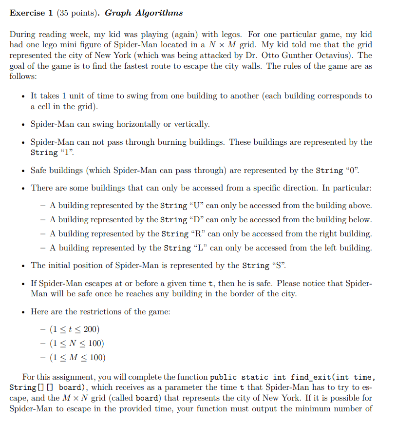Solved Exercise 1 (35 points). Graph Algorithms During | Chegg.com