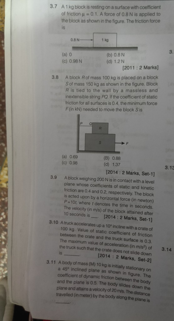 Solved 05 2 Marks 3 5 A Block Of Mass Mis Released Chegg Com