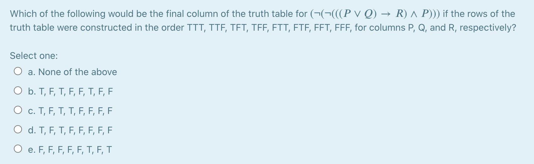 Solved Which of the following would be the final column of | Chegg.com