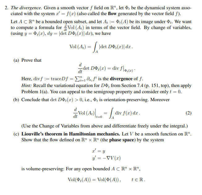 2 The Divergence Given A Smooth Vector F Field O Chegg Com