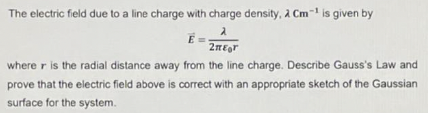 Solved The electric field due to a line charge with charge | Chegg.com