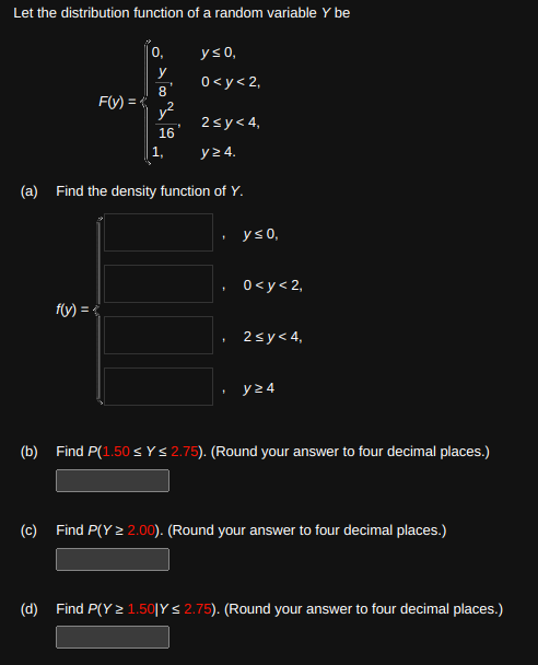 Solved Let the distribution function of a random variable Y | Chegg.com