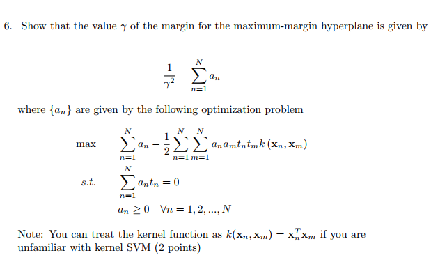 6. Show that the value y of the margin for the | Chegg.com