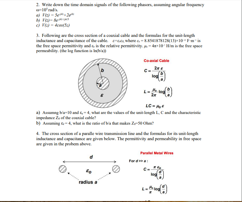 Solved 2 Write Down The Time Domain Signals Of The Follo Chegg Com