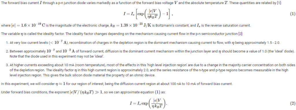 Solved The forward bias current I through a p-n junction | Chegg.com
