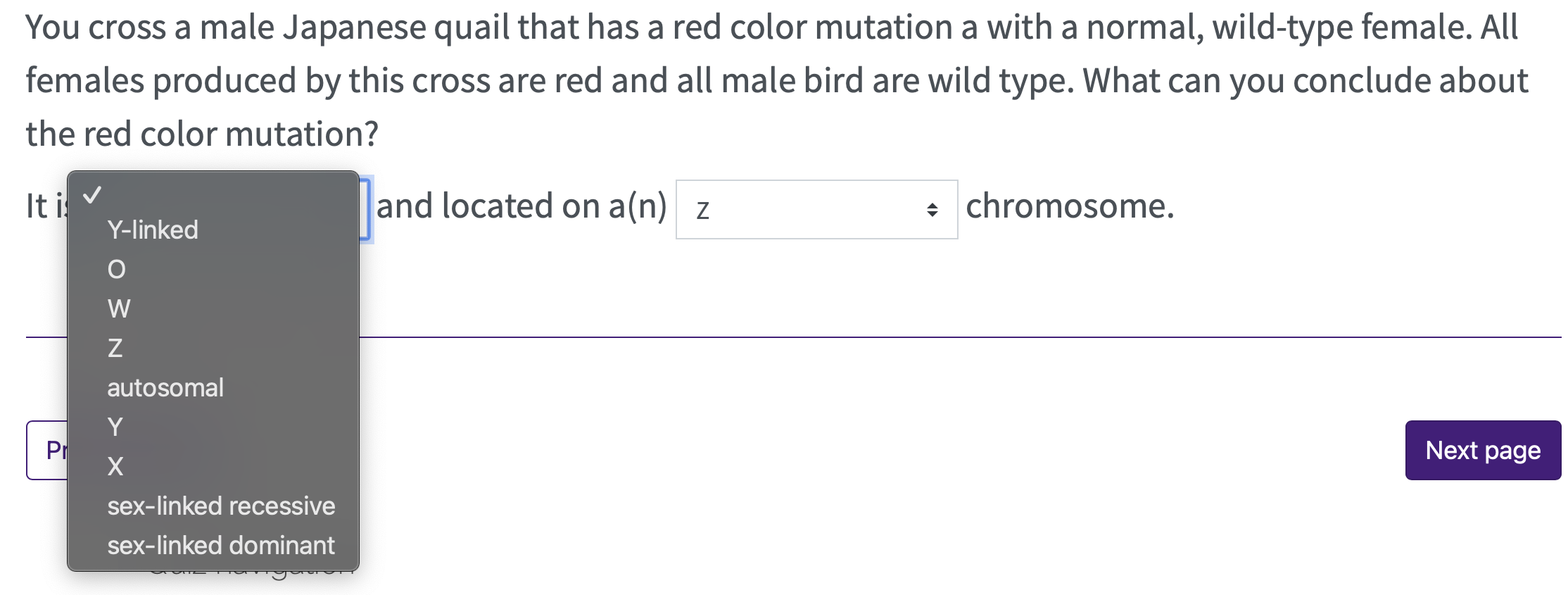 Solved You cross a male Japanese quail that has a red color | Chegg.com