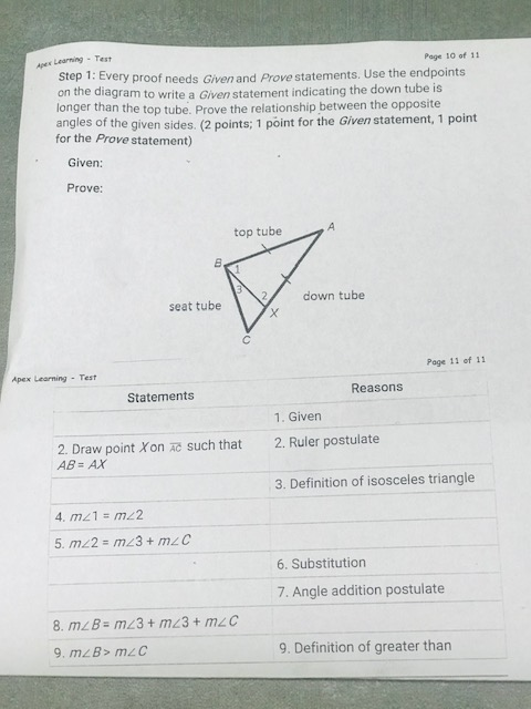 Solved ApEx Learning-Test Step 1: Every proof needs Given | Chegg.com