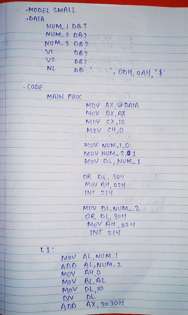 Using Assembly Language Microwoft Visual Studio Write Following Code ...