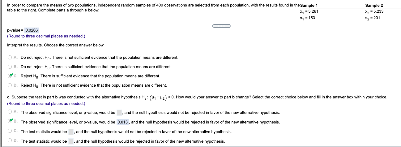Solved Sample 2 In order to compare the means of two | Chegg.com