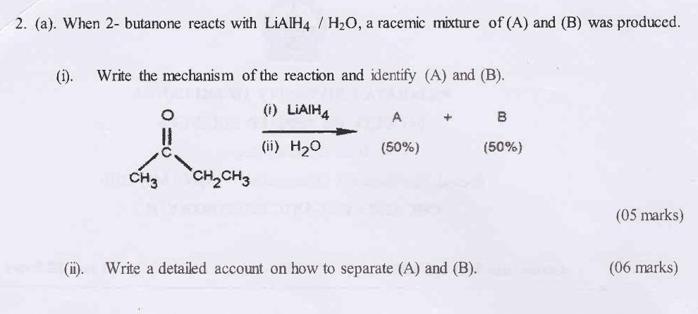 Solved A When 2 Butanone Reacts With Lialh4h2o A 4048