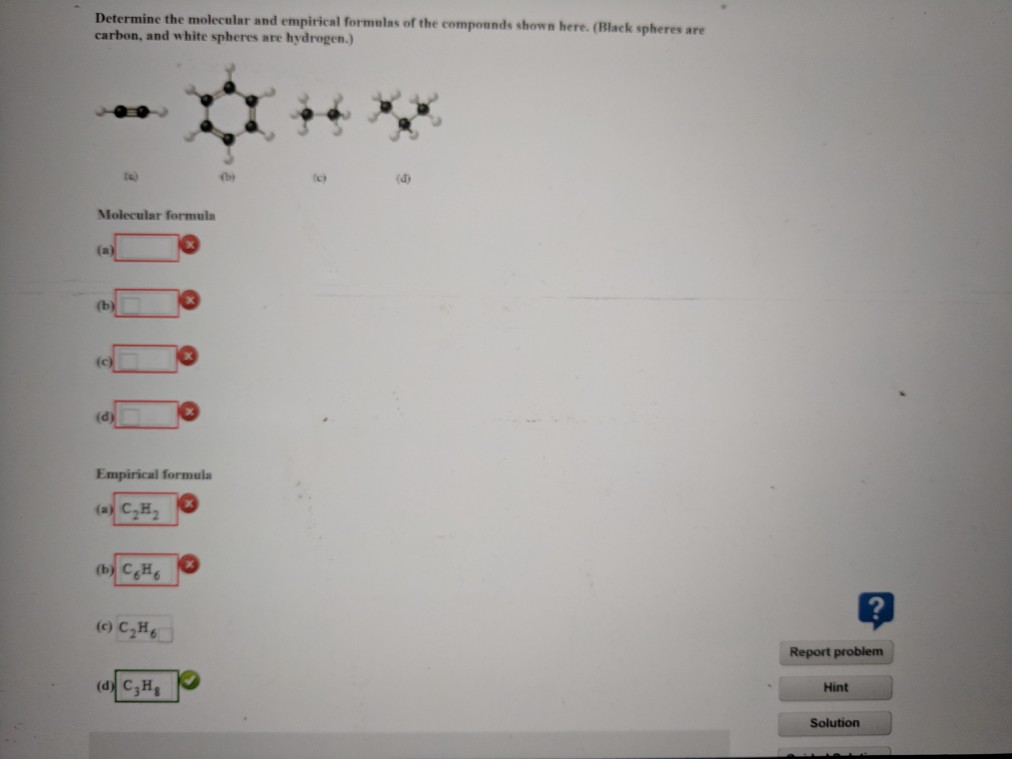 Solved Determine The Molecular And Empirical Formulas Of The Chegg Com