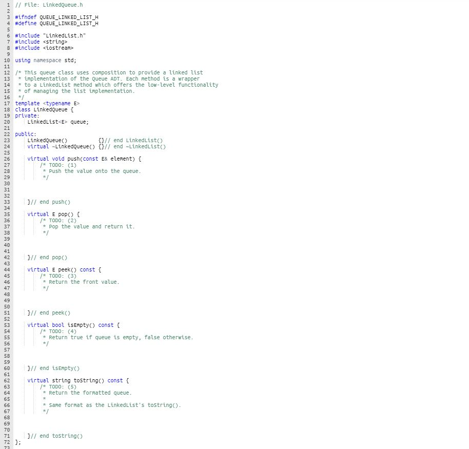 Solved Objective: • To learn how to implement a Queue as a | Chegg.com