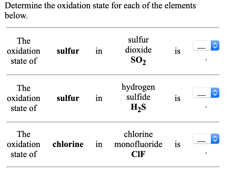 Solved Determine The Oxidation State For Each Of The Elem Chegg Com