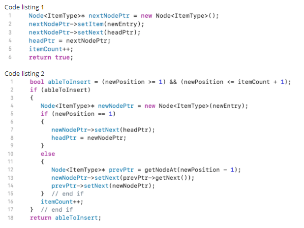 Solved 1.The ADT that implements code listing 1 is ____. 2. | Chegg.com