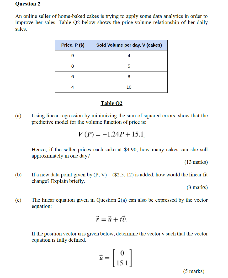 Solved Question 2 An online seller of home-baked cakes is | Chegg.com