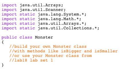 Solved Lab Description Create a Monster] array to store x | Chegg.com