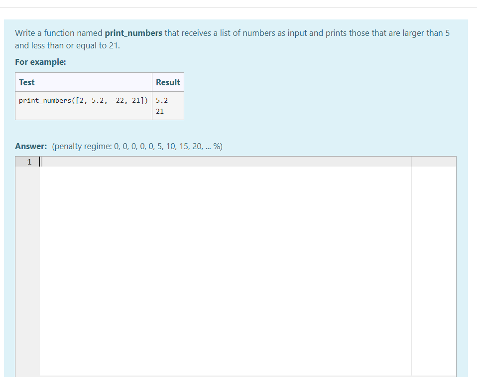 Solved Write a function named print_numbers that receives a | Chegg.com