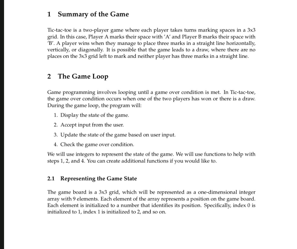 1 Summary Game Tic Tac Toe Two Player Game Player Takes Turns Marking 