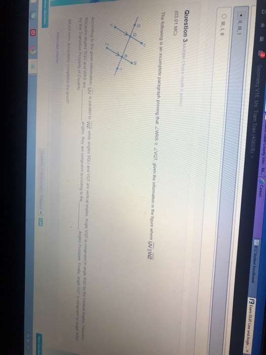 Solved the following is an incomplete paragraph proving that | Chegg.com