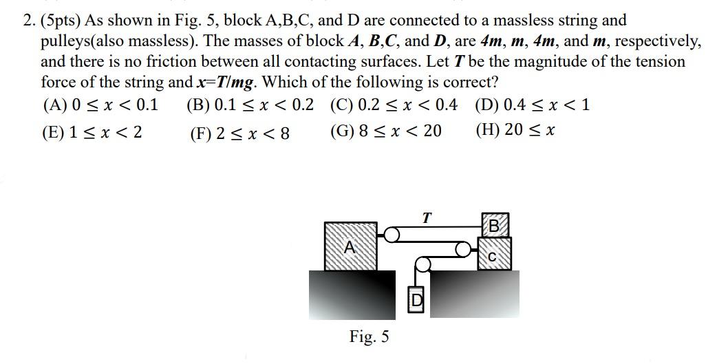 Solved 2. (5pts) As shown in Fig. 5, block A,B,C, and D are | Chegg.com