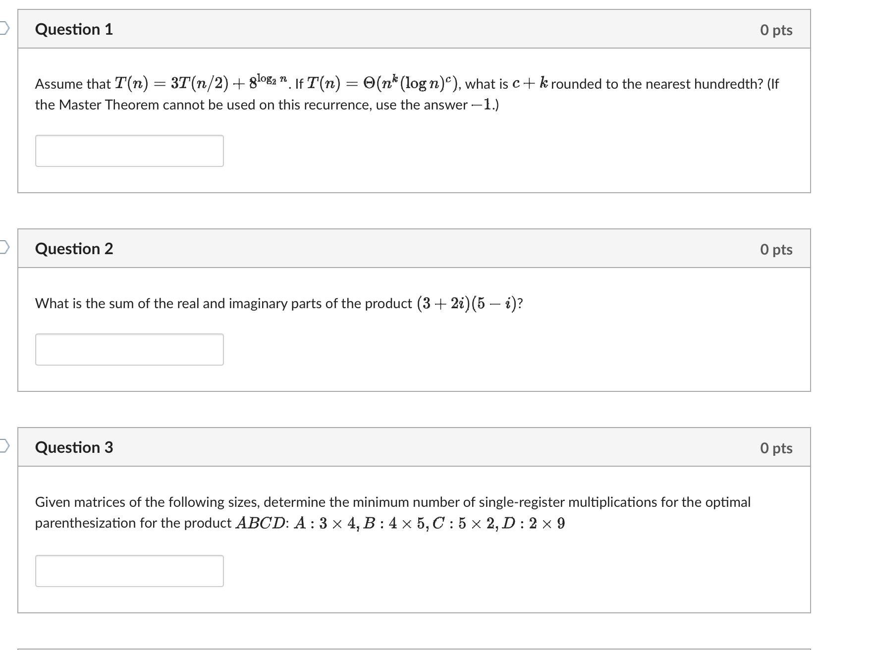 Solved Question 1Assume That T(n)=3T(n2)+8log2n. ﻿If ), | Chegg.com