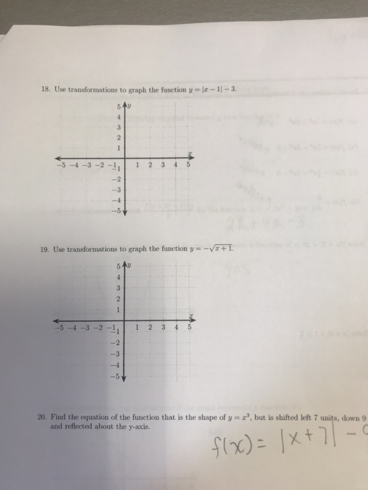 Solved 18. Use transformations to graph the function y -1-3. | Chegg.com