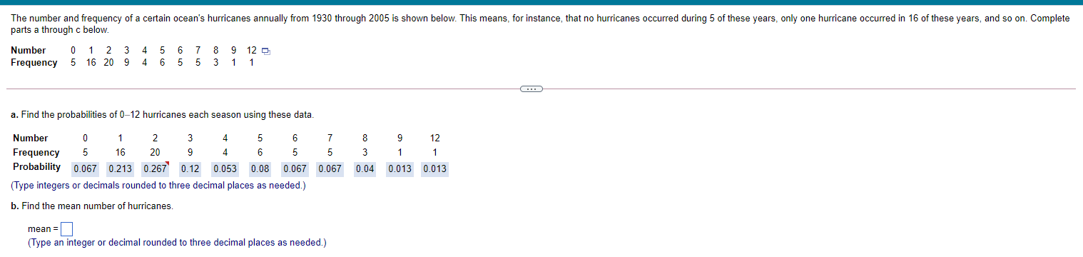 Solved The number and frequency of a certain ocean's | Chegg.com