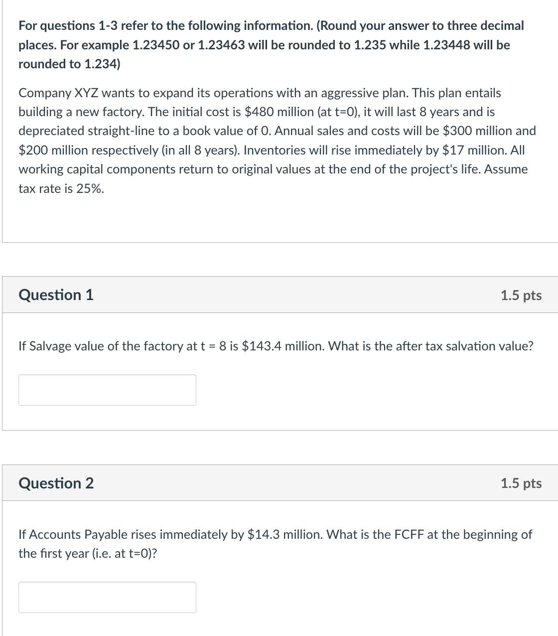 Solved For questions 1-3 ﻿refer to the following | Chegg.com