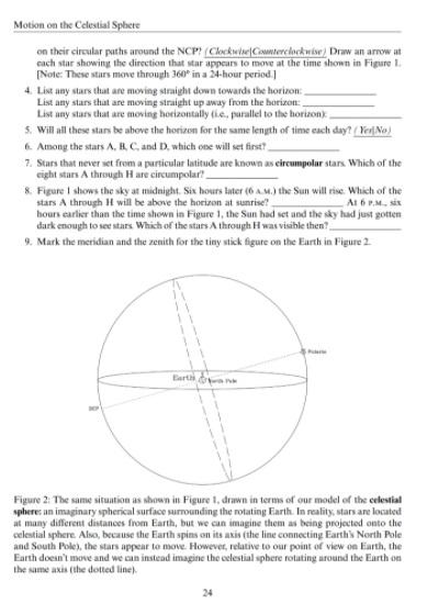 Solved Motion on the Celestial Sphere Motion on the | Chegg.com