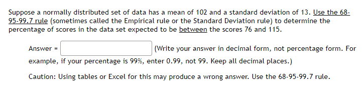 Solved Suppose a normally distributed set of data has a mean | Chegg.com