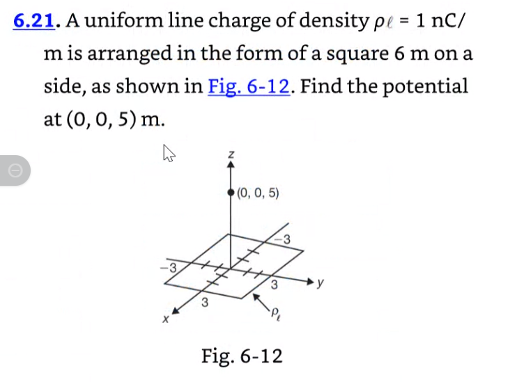 Solved 6.21. A uniform line charge of density ρℓ=1nC/ m is
