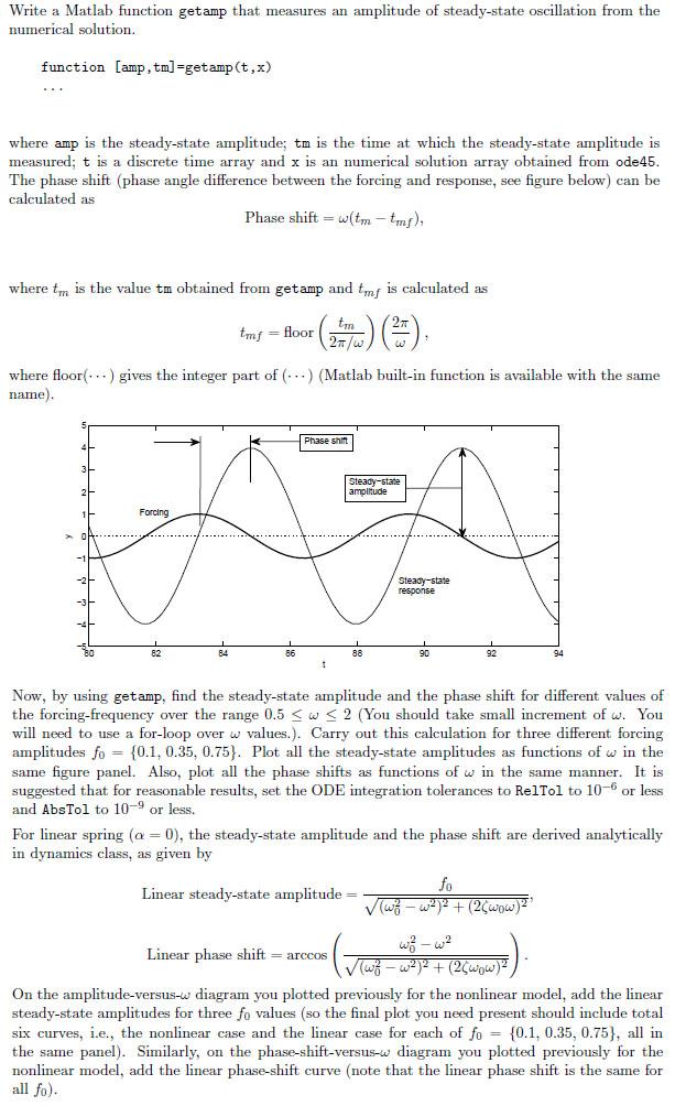 Write a Matlab function getamp that measures an | Chegg.com