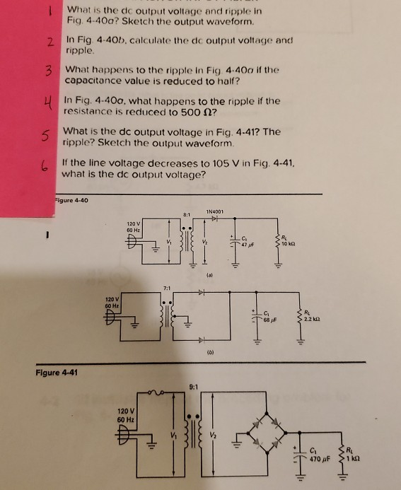 Solved What is the dc output voltage and ripple in Fig.
