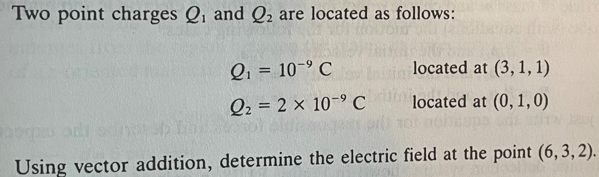 Solved Two Point Charges Q1 And Q2 Are Located As Follows: | Chegg.com