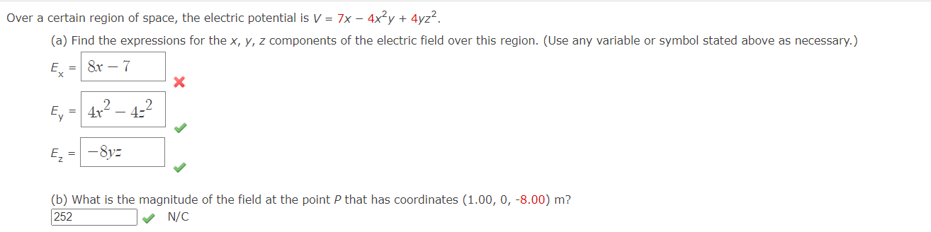 Solved ver a certain region of space, the electric potential | Chegg.com